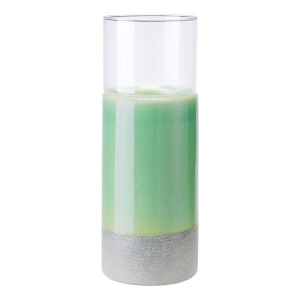 Candle Holders Taper Candle Holders - 4.3" X 4.3" X 11.4" Green And Gray Stoneware Candle Holder HomeRoots
