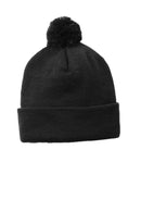 Caps Cap - Sport-Tek Solid Pom Pom Beanie. STC37 Sport-Tek