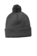 Caps Cap - Sport-Tek Solid Pom Pom Beanie. STC37 Sport-Tek