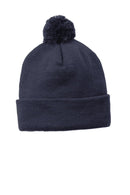 Caps Cap - Sport-Tek Solid Pom Pom Beanie. STC37 Sport-Tek