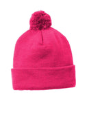 Caps Cap - Sport-Tek Solid Pom Pom Beanie. STC37 Sport-Tek