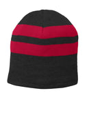 Caps Port & Company Fleece Lined Striped Beanie Cap. C922 Port & Company