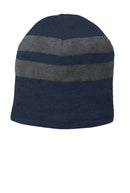 Caps Port & Company Fleece Lined Striped Beanie Cap. C922 Port & Company