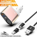 Car Charger Quick Charge 3.0 Qc3.0 Dual Usb Auto Car-Charger Adapter Digital Led Display Fast Charging For Samsung Mobile Phone-gold charger w cable-JadeMoghul Inc.