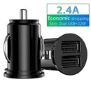 Car Truck Dual 2 Port USB Mini Charger Adapter for iPhone 7 Plus 6 5S 4s Huawei P10 Samsung Galaxy S8 S7 celular Black 12V Power JadeMoghul Inc.