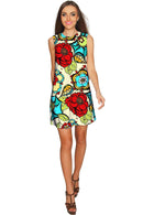 Carnaval Adele Colorful Print Summer Shift Dress - Women-Carnaval-XS-Yellow/Red/Green-JadeMoghul Inc.