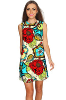Carnaval Adele Colorful Print Summer Shift Dress - Women-Carnaval-XS-Yellow/Red/Green-JadeMoghul Inc.