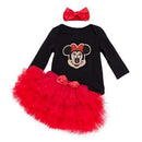 Cartoon Baby Clothing Sets Black Long Sleeve Rompers + Red Ruffle Skirts + Headband 3pcs Set Tutu Pettiskirt Girl Clothes-14Z717-3M-JadeMoghul Inc.