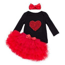 Cartoon Baby Clothing Sets Black Long Sleeve Rompers + Red Ruffle Skirts + Headband 3pcs Set Tutu Pettiskirt Girl Clothes-18Z717-3M-JadeMoghul Inc.