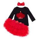 Cartoon Baby Clothing Sets Black Long Sleeve Rompers + Red Ruffle Skirts + Headband 3pcs Set Tutu Pettiskirt Girl Clothes-38Z717-3M-JadeMoghul Inc.