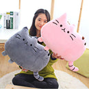 Cartoon Cat Plush Doll Back Cushion Lumbar Decorative Throw Pillow Smiley Face Seat Cushion Stuffed Kids Room Decoration D3-white-JadeMoghul Inc.