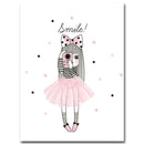 Cartoon Girl Unicorn Flamingo Poster and Print Wall Art Canvas Painting Nordic Style Nursery Picture for Living Room Home Decor-A4 21x30cm No Frame-Picture 3-JadeMoghul Inc.