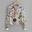 Cartoon Graphic Print Crop Hoodie-Multi-S-JadeMoghul Inc.