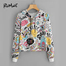 Cartoon Graphic Print Crop Hoodie-Multi-S-JadeMoghul Inc.