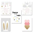 Cartoon Rabbit Pink Heart Wall Art Canvas Poster Nursery Quotes Print Nordic Painting Wall Picture Kids Living Room Decoration-13x18cm No Frame-5 pcs Set-JadeMoghul Inc.
