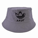 Cartoon Totoro Spirited Away Bucket Hat Summer No Face Faceless cap Panama Cotton Double Layer Fabric Sunscreen Hats JadeMoghul Inc.