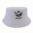 Cartoon Totoro Spirited Away Bucket Hat Summer No Face Faceless cap Panama Cotton Double Layer Fabric Sunscreen Hats JadeMoghul Inc.