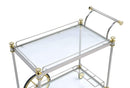 Carts Carts For Sale - 20" X 31" X 31" Silver Gold Clear Glass Metal Casters Serving Cart HomeRoots