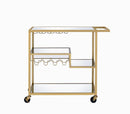 Carts Kitchen Cart - 40" X 16" X 37" Gold And Clear Glass Serving Cart HomeRoots