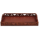 Carved Wooden Serving Tray With Handles, Brown-Decorative Trays-Brown-Wood-JadeMoghul Inc.