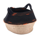 Cases Basket Case - 11.4" x 11.4" x 11" Black & Beige, Cotton, Seagrass, Basket With Handles HomeRoots