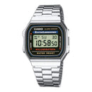 Casio Digital Alarm Chrono Stainless Steel A168WA-1WDF A168WA-1W Unisex Watch-Brand Watches-JadeMoghul Inc.