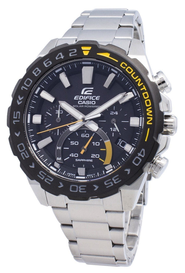 Casio Edifice EFS-S550DB-1AV EFSS550DB-1AV Chronograph Solar Men's Watch-Branded Watches-Black-JadeMoghul Inc.