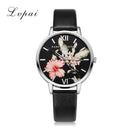 Casual Flower Silver Women Quartz Wristwatch-Black Silver-JadeMoghul Inc.