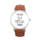 Casual Leather Band Analog Quartz Round Wrist Watch-Brown-JadeMoghul Inc.