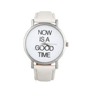 Casual Leather Band Analog Quartz Round Wrist Watch-White-JadeMoghul Inc.