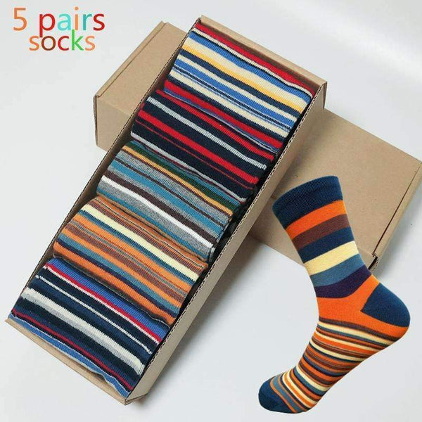 Casual Men's Socks Striped Five Pairs-Have Not Box-US 7 95 EUR 39 44-JadeMoghul Inc.