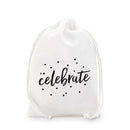 "celebrate" Print Muslin Drawstring Favor Bag - Medium (Pack of 12)-Favor Boxes Bags & Containers-JadeMoghul Inc.
