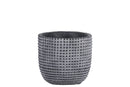 Cement Engraved Square Lattice Design Pot With Tapered Bottom, Small, Dark Gray-Home Accent-Gray-Cement-Natural Finish-JadeMoghul Inc.