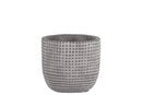 Cement Engraved Square Lattice Design Pot With Tapered Bottom, Small, Light Gray-Home Accent-Gray-Cement-Natural Finish-JadeMoghul Inc.