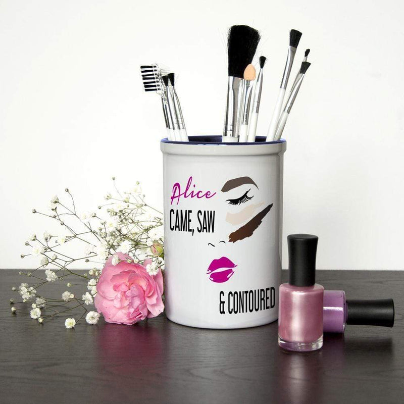 Ceramic Gifts & Accessories She Came She Saw She Contoured Personalised Make Up Brush Holder Treat Gifts