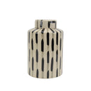 Ceramic Lidded Jar with Textured Outer Surface, Black and White