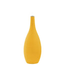 Ceramic Round SM Combed Vase with Small Mouth and Bellied Bottom, Yellow-Vases-Yellow-Ceramic-JadeMoghul Inc.