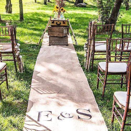Ceremony Decorations Personalized Burlap Aisle Runner with Equestrian Monogram Burlap with Delicate Lace Borders Vintage Pink (Pack of 1) Weddingstar