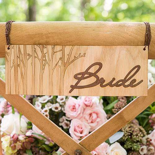 Wood Veneer Bride and Groom Chair Markers (Pack of 1)