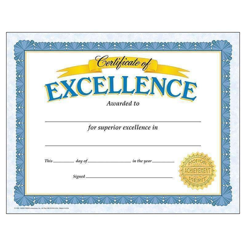 Certificate Of Excellence 30 Pk