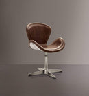 Chairs Accent Chair - 25" X 24" X 33" Retro Brown Leather Accent Chair (1Pc) HomeRoots