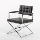 Chairs Armchairs and Accent Chairs - 33" Black Leatherette and Steel Dining Arm Chair HomeRoots