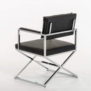 Chairs Armchairs and Accent Chairs - 33" Black Leatherette and Steel Dining Arm Chair HomeRoots