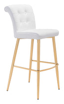 Chairs Bar Chairs - 18.5" x 22" x 42.1" White, Leatherette, Painted Steel, Bar Chair HomeRoots