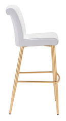 Chairs Bar Chairs - 18.5" x 22" x 42.1" White, Leatherette, Painted Steel, Bar Chair HomeRoots