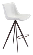 Chairs Bar Chairs - 18.7" x 22.8" x 42.1" White & Walnut, Leatherette, Stainless Steel, Bar Chair - Set of 2 HomeRoots