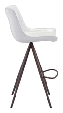 Chairs Bar Chairs - 18.7" x 22.8" x 42.1" White & Walnut, Leatherette, Stainless Steel, Bar Chair - Set of 2 HomeRoots