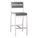 Chairs Bar Chairs - 19.3" X 23" X 44" 2 Pcs Faux Wood Brushed Aluminum Bar Armless Chair HomeRoots