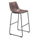 Chairs Bar Chairs - 19" X 21.3" X 38.6" Vintage Espresso Leatherette Metal Bar Chair HomeRoots
