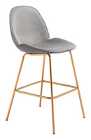 Chairs Bar Chairs - 21.7" x 24" x 42.7" Graphite Gray Velvet, Steel & Plywood, Bar Chair - Set of 2 HomeRoots
